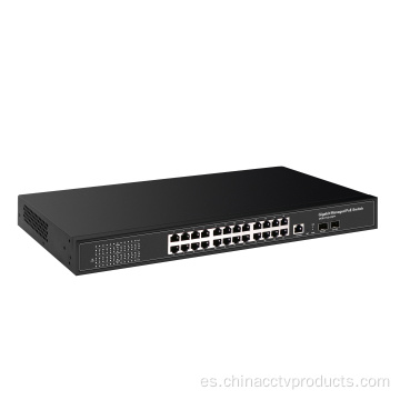 Interruptor de red CCTV POE de 24ports con combo gigabit